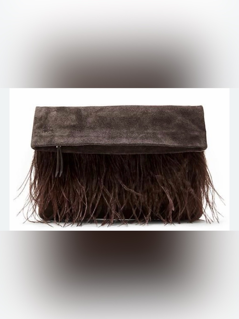 Banana Republic Brown Feather-Trim Clutch